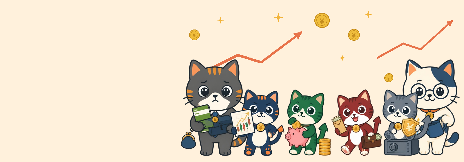 ネコまつ家の6匹（4きょうだいと父さん・母さん）